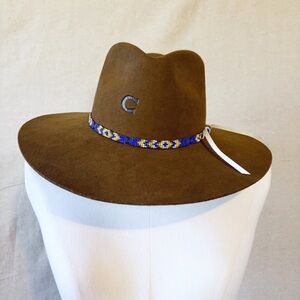 Charlie Horse brown hat with beaded hat band size small